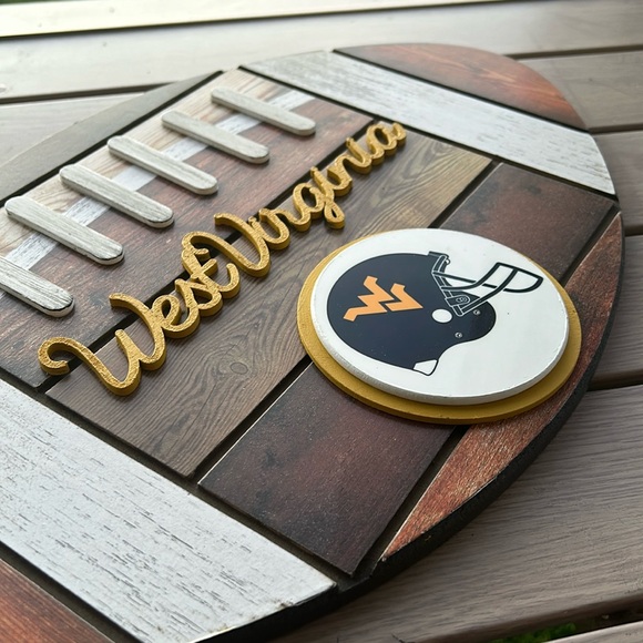 West Virginia Mountaineers (WVU) "FOOTBALL" Wood Decor Sign "Score a Touchdown" - Picture 6 of 8